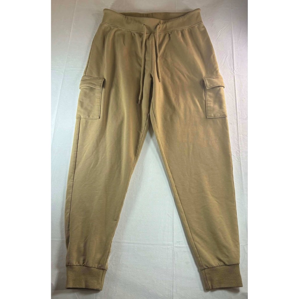 Reflex Women Tan Khaki Cargo Jogger Sweatpants Fleece Lined Size Large